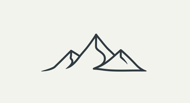 Minimalist mountain range outline drawing on a light background.