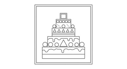 Multi Tiered Wedding Cake Line Drawing.