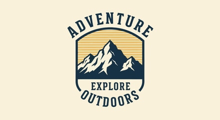 Fototapeta premium Adventure Explore Outdoors Mountain Emblem Logo Design.