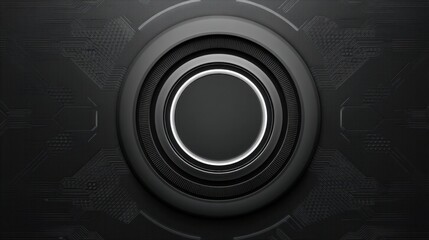 Metallic black circular design with sleek textures and futuristic elements, ideal for backgrounds in technology, art, or digital projects.