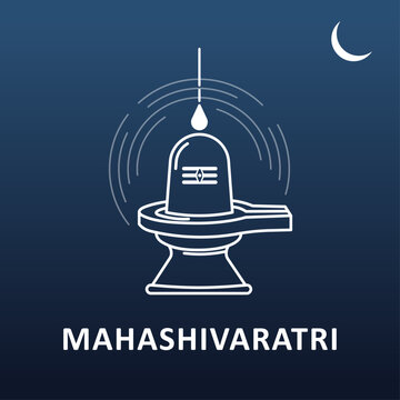 Mahashivaratri Shiva Lingam With Water Drop Sacred Hindu Festival Spiritual Devotion Illustration