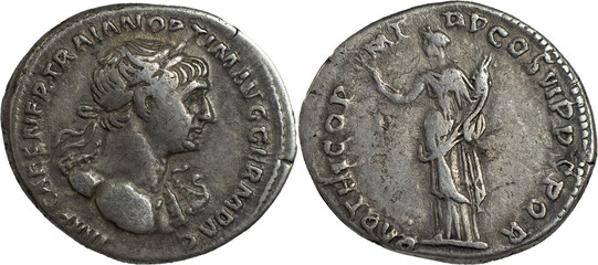 The Roman Empire
Trajan, 98-117. AR Denarius 2.80 g. Rome, 116-117