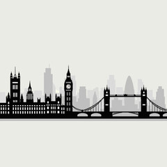 Obraz premium London Skyline Silhouette with Big Ben and Tower Bridge