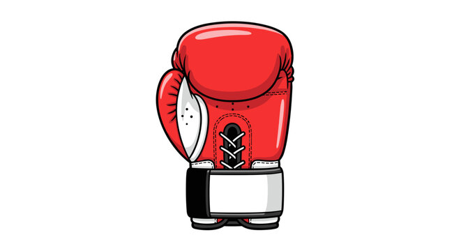 Red boxing glove in a cartoon style isolated on white background  