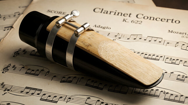 Clarinet mouthpiece on sheet music