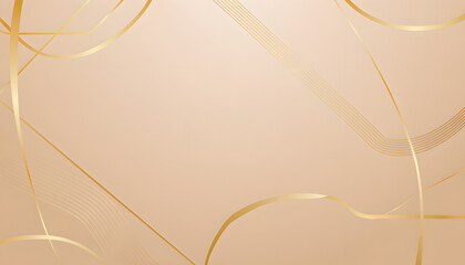 Abstract elegant beige background with flowing golden lines and curves