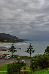Sea Cliff Bridge on the southern coast of Sydney with sweeping Ocean Views and Mountain terrain. a major Bridge Road on the beautiful Australian coastline 
