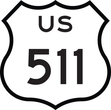 US Route 511 Highway Cutout Road Shield Badge Number System Design Emblem Vector