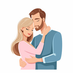 Obraz premium Illustration d’un couple s’enlaçant tendrement