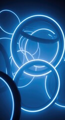 Abstract Blue Neon Rings - A Futuristic Digital Art Display.