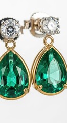 Elegant Emerald and Diamond Drop Earrings.