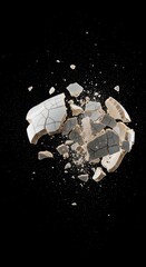 Exploding Stone Fragment - A Dramatic Visual Representation.
