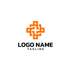 Obraz premium Abstract digital plus sign logo technology concept