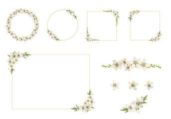 桜の押し花フレーム＆素材セット 春の和風ボタニカル素材集 透過PNG © Futaba