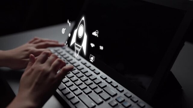 Startup launch and business growth concept, rocket symbolism, entrepreneurship, startup innovation, and early-stage success strategies for new business development and expansion. Muxer