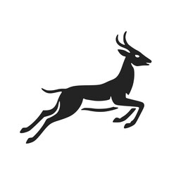 Jumping gazelle antelope side view fast running wild animal silhouette © SMCIPA