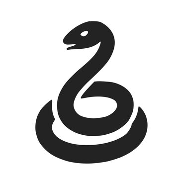 Coiled black snake serpent silhouette wildlife animal vector icon
