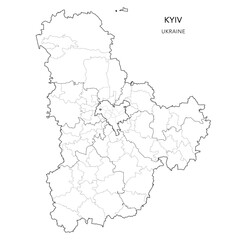 Fototapeta premium Vector Map of Kyiv City and Kyiv Oblast with Administrative Subdivisions of Raions (Districts), Hromadas (Communities) and Urban Raions (City Districts) of Kyiv - Ukraine 2026