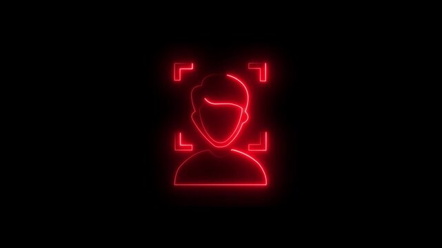 Neon Man scanner icon animation. animated barcode or QR code scanner, QR code scanner animation, scanner icon animation isolated scanner neon shine icon.4k animation isolated