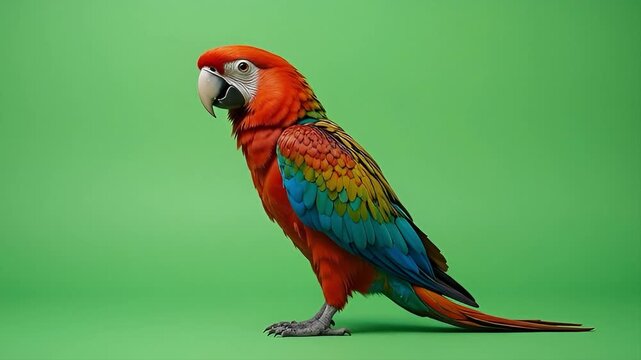 Parrot on Green Screen Background &ndash; Seamless Loop Video 4K