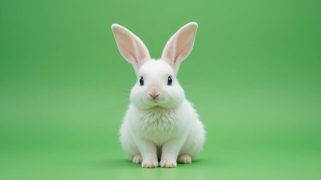 Realistic White Rabbit on Green Screen &ndash; Seamless Loop Video 4K