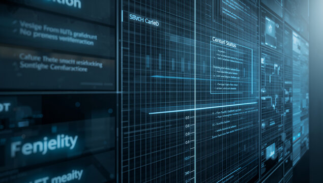 テレメトリのデータ感を表現した抽象監視背景 薄いチャートとグリッドが馴染むコピースペース。生成AI