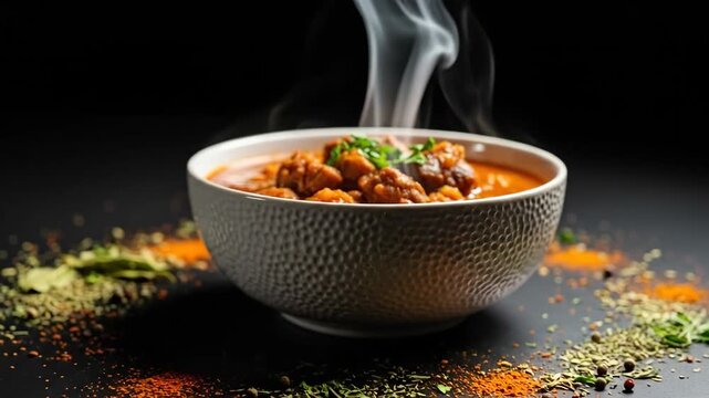 Delicious and Steaming Chicken Curry - A Culinary Delight.