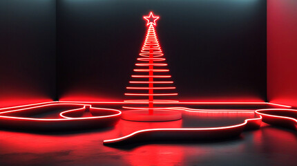 christmas tree with red ribbon background