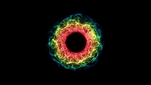 Animated Neon Ring with Particle Effects, QuickTime Alpha Channel, Glowing Logo Frame, Rainbow Aura, Energy Circle, and Fiery Cosmic Gates for Business, Ads, and Promotions. 4K