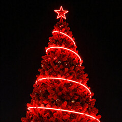 christmas tree with red ribbon background