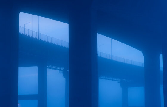 Canada, BC, Coquitlam.  Port Mann Bridge at dawn