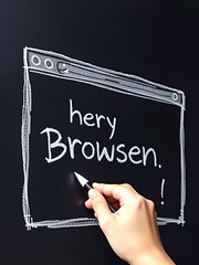 Chalk drawig of browser window with inscription devilment