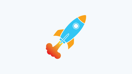 Futuristic Rocket Launch Icon with Smoke Trail on White Background Vector Logo Design.