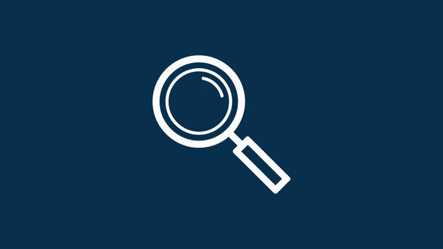 Minimalist Outline Magnifying Glass Search Icon on Dark Blue Background Vector Logo Design.