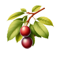 Branch of plum botanical vintage illustration isolated on white background