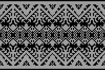 Traditional Ethnic Geometric Pixel Embroidery Seamless Border Pattern Collection