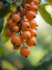 Pyracantha Orange Glow fruits in blur background