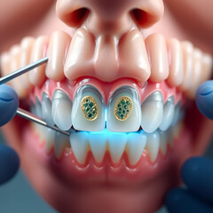 complex membrane implantation and soft tissue to build up the patient's gums
