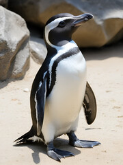 African black-footed penguin in a zoo