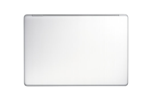 Closed silver laptop top view with transparent background