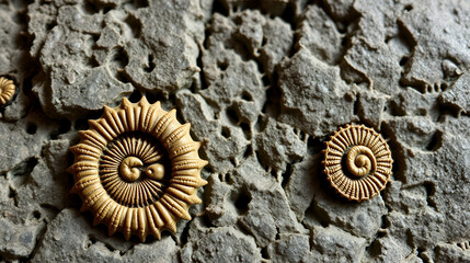 Devonian crinoids fossils in a greywacke stone