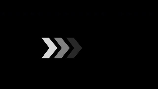 Animated arrow direction sign on transparent background with alpha channel. 4K Video