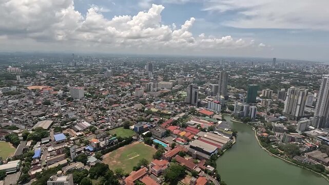 Aerial View of Colombo &ndash; Modern Urban Skyline and Coastal Cityscape