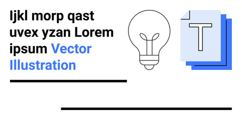 Innovation, creativity, graphic design, branding, ideas, conceptual thinking. Light bulb graphic with typography elements and geometric layout. Innovation and creativity visually © robu_s