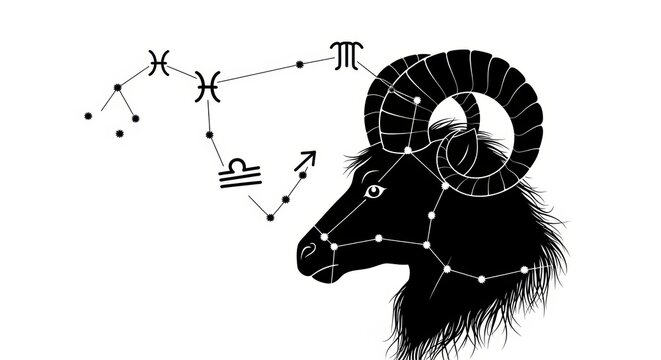 Aries zodiac sign illustration with constellations