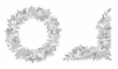 Vintage Botanical Flower Outline Vector Set with Decorative Floral Line Art for Wedding and Poster Design