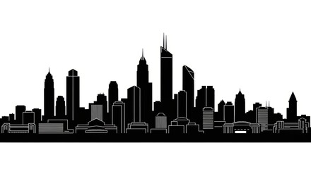 Fototapeta premium City skyline vector silhouette, urban cityscape