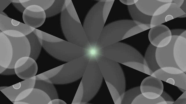 Stylized, abstract, black and white floral pattern with glowing green center, dynamic digital art, futuristic and mysterious ambiance, intricate design elements, modern graphic illustration,