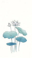 Delicate Lotus Illustration with Soft Pastel Hues