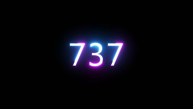 Glowing neon number.  Neon counting  number on black background. Neon countdown number illustration. 